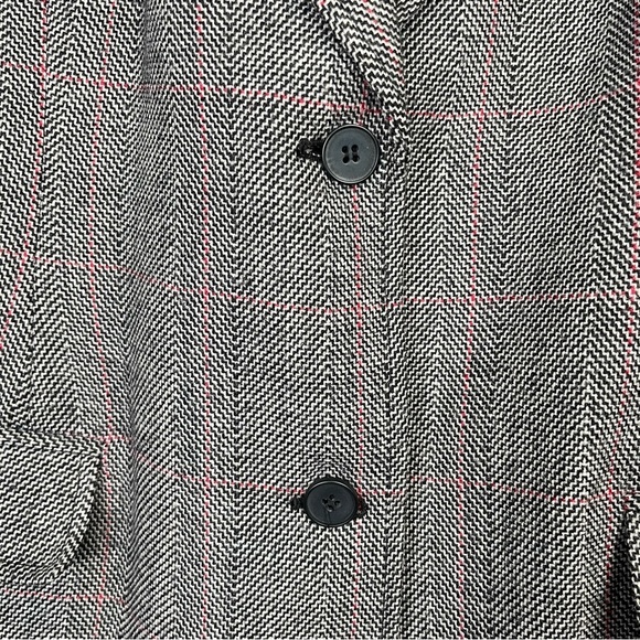 Vintage JG Hook Women's 100% Wool Gray Red Plaid Blazer - Picture 3 of 7